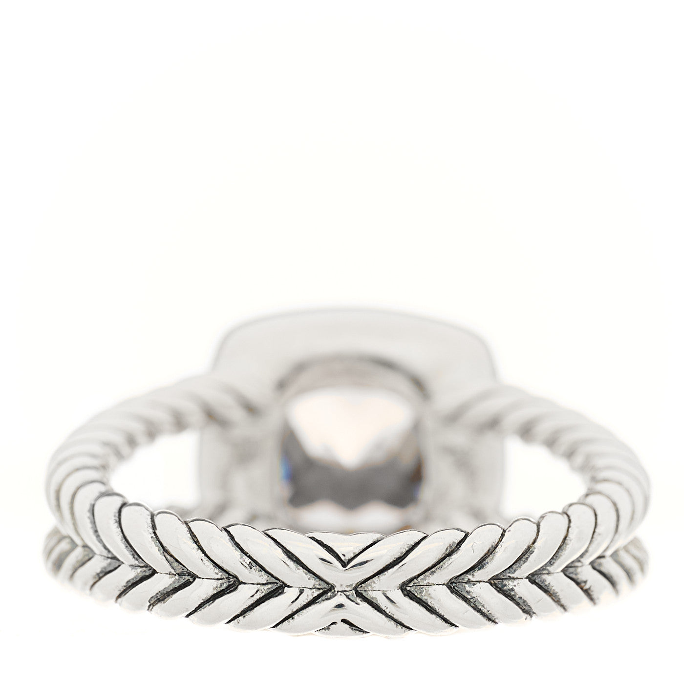 David Yurman Sterling Silver Diamond Morganite 7mm Petite Albion Ring 54 6.75 3 of 4