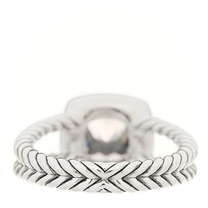 David Yurman Sterling Silver Diamond Morganite 7mm Petite Albion Ring 54 6.75 3 of 4