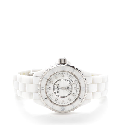 Chanel Stainless Steel Ceramic Diamond 33mm J12 Quartz Watch White 2 of 6