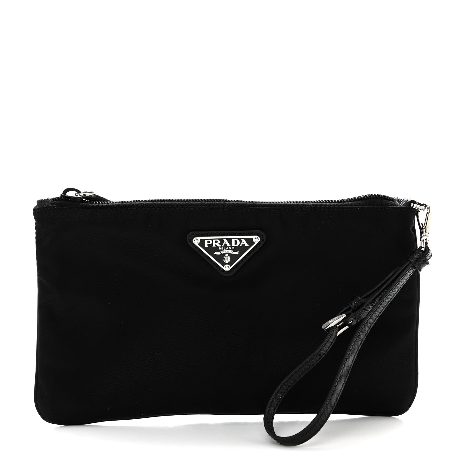 Prada Tessuto Nylon Saffiano Wristlet Black 1 of 6