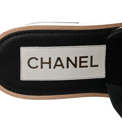 Chanel Lambskin Quilted CC Slip On Platform Sandals 35 Black 5 of 7