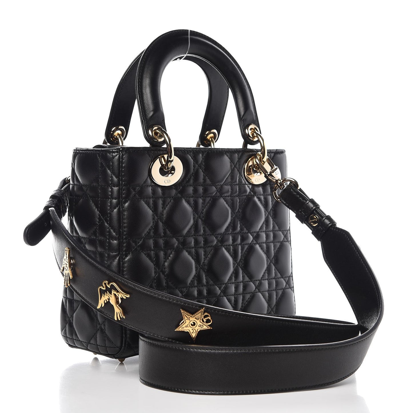 Lambskin Cannage Small Lucky Badges My Lady Dior Black
