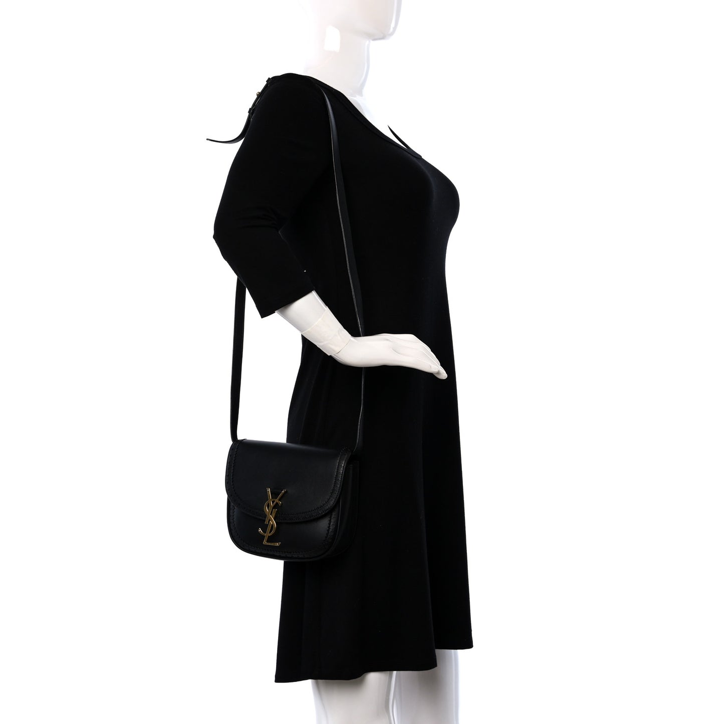 Smooth Calfskin Perforated Classic Monogram Small Kaia Satchel Black