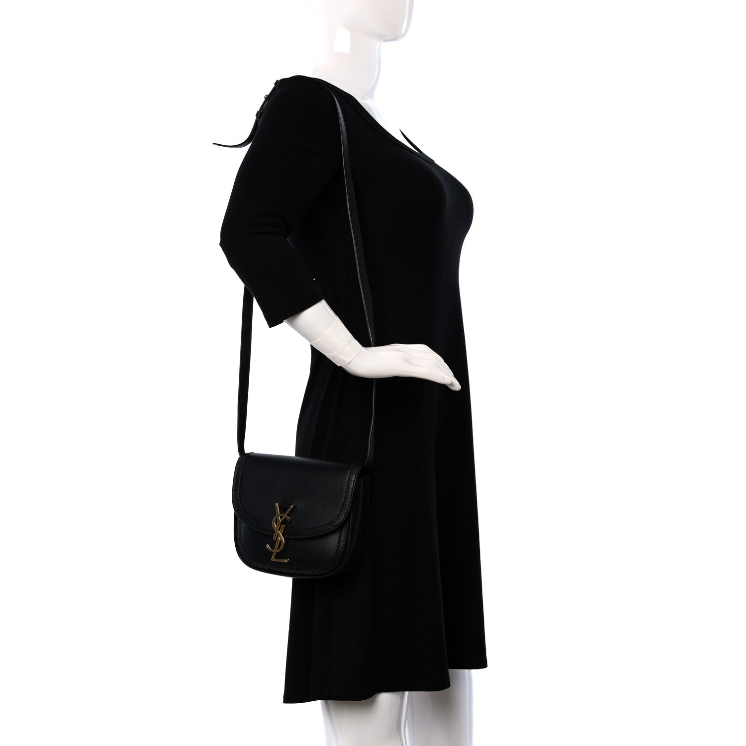 Saint Laurent Smooth Calfskin Perforated Classic Monogram Small Kaia Satchel Black 2 of 8