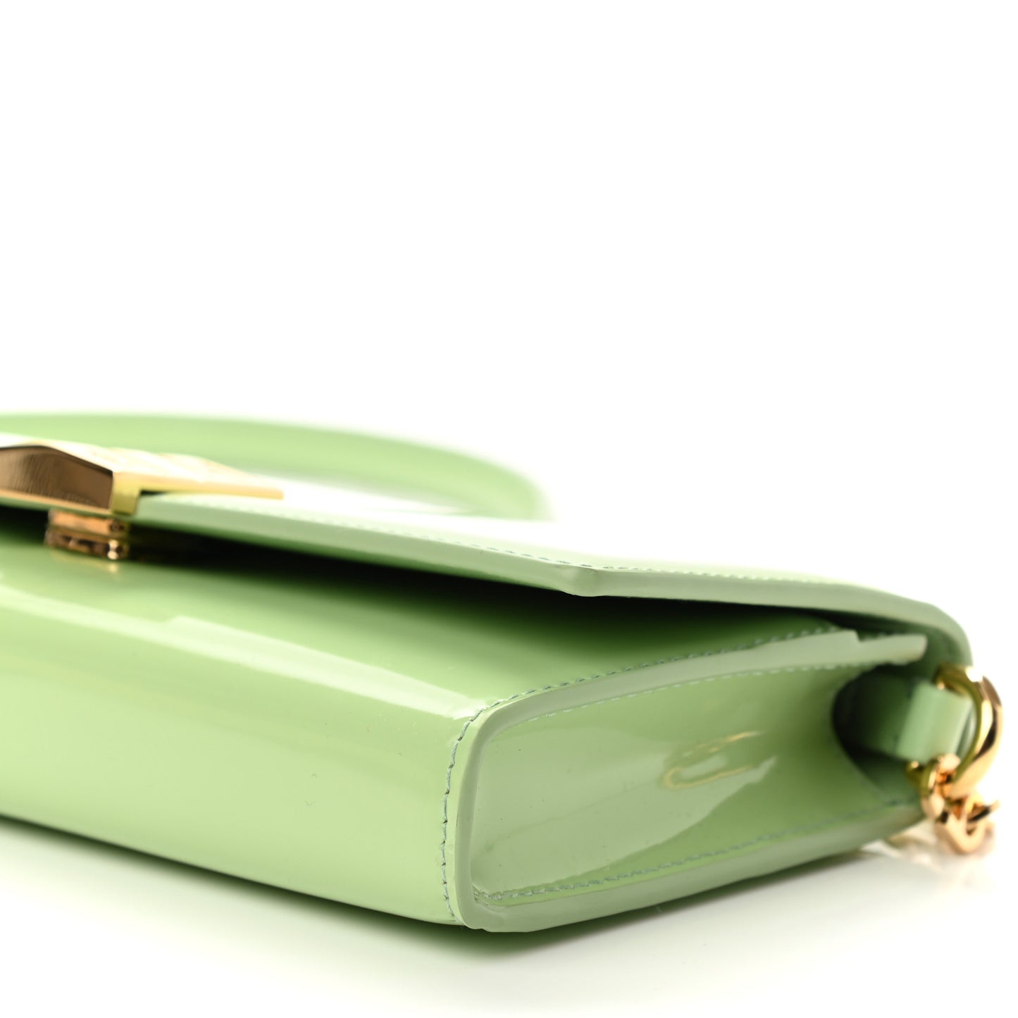 Shiny Calfskin 4G Wallet on Chain Pistachio