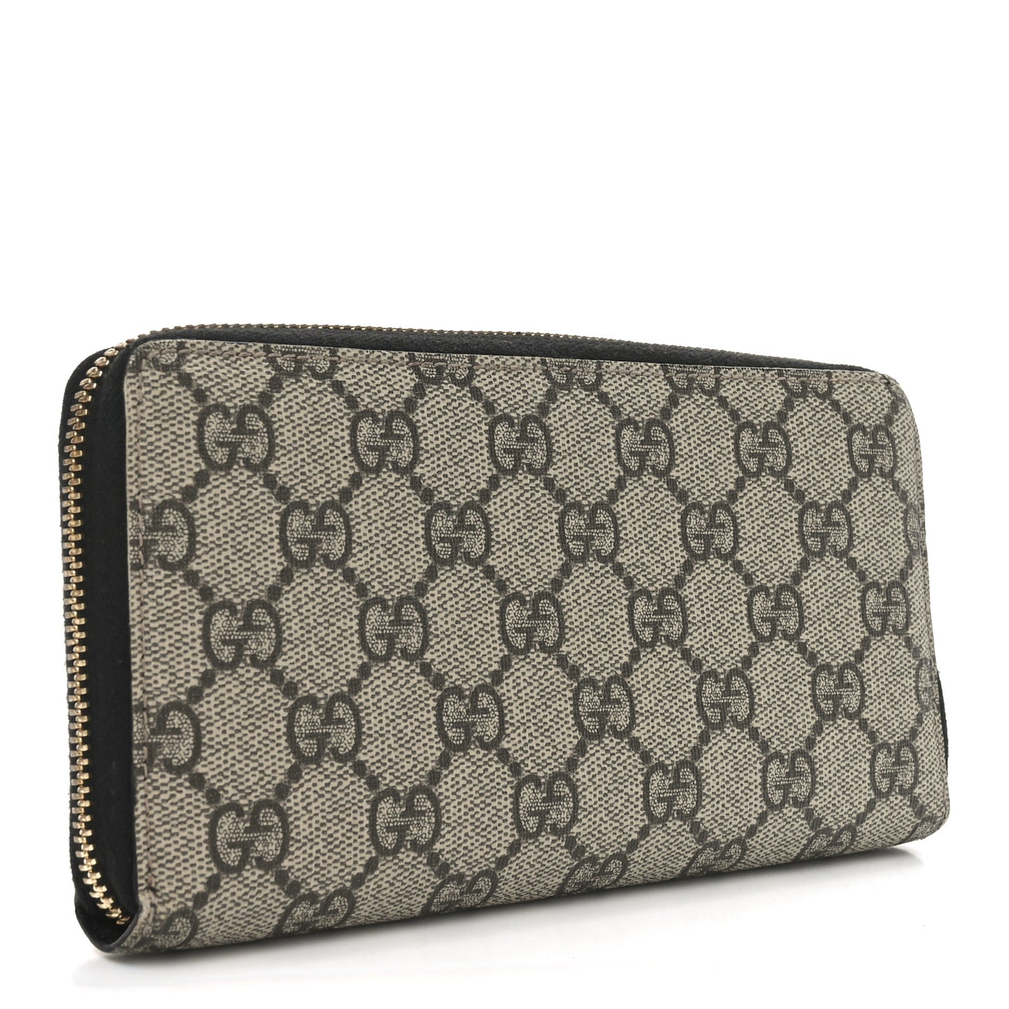 Dollar Calfskin GG Supreme Monogram GG Marmont Zip Around Wallet Black Beige Ebony