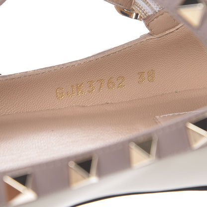 Valentino Garavani Calfskin Rockstud Cage Ballerina Flats 38 Light Ivory Poudre 8 of 9
