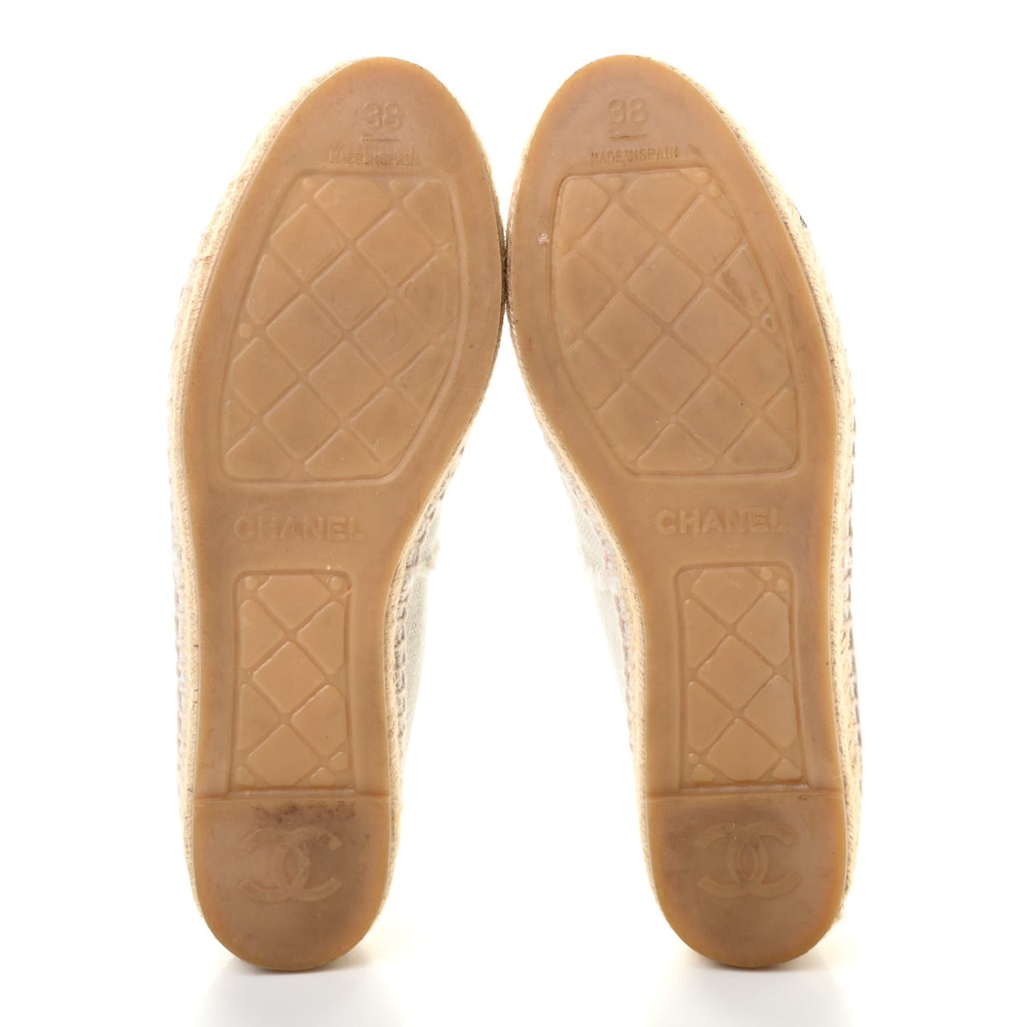 Linen CC Espadrilles 38 Ecru Black