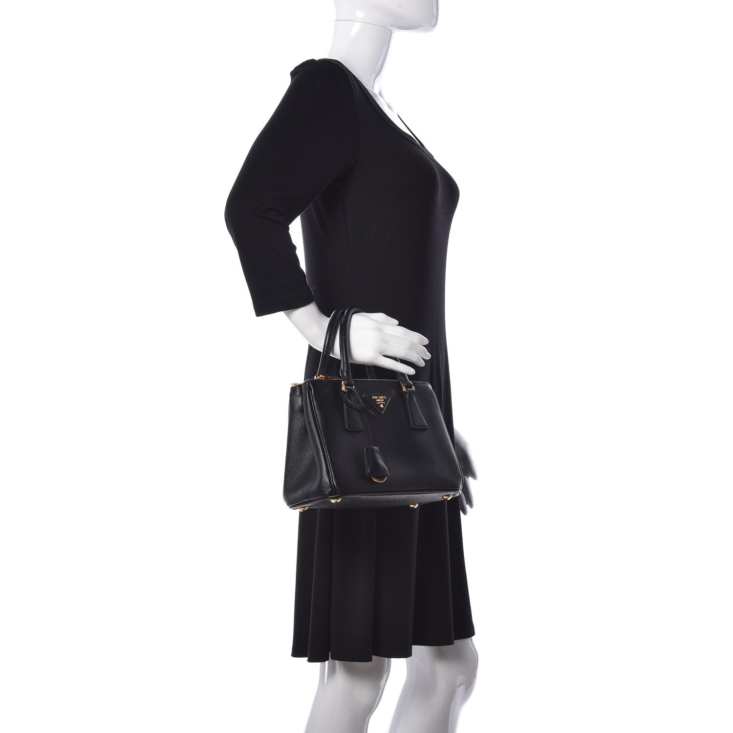 Prada Saffiano Mini Galleria Double Zip Tote Black 3 of 9