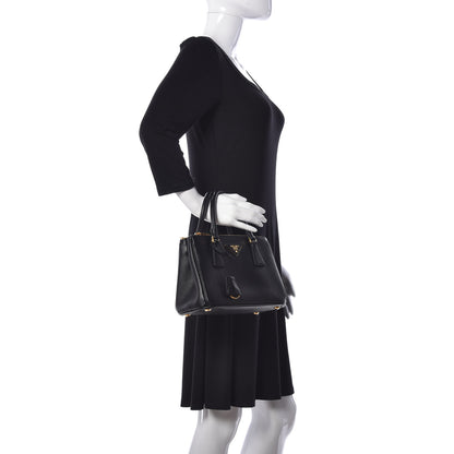 Prada Saffiano Mini Galleria Double Zip Tote Black 3 of 9