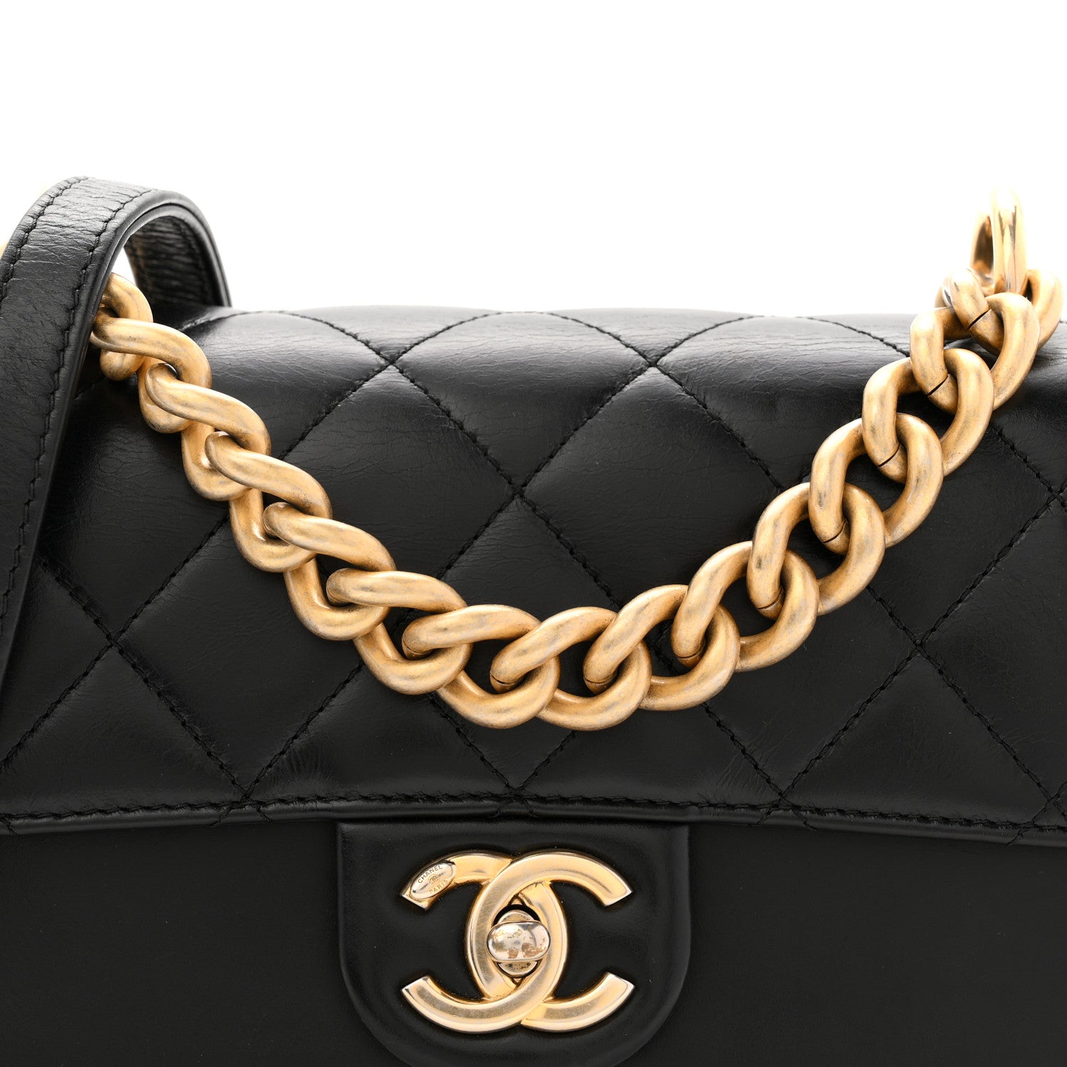 Chanel Iridescent Calfskin Quilted Mini Straight Lined Flap Black 8 of 10