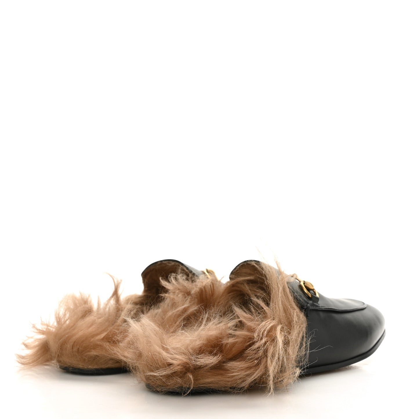 Calfskin Fur Womens Princetown Slippers 38.5 Black