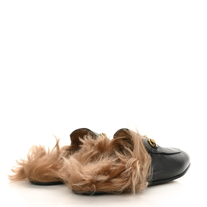 Gucci Calfskin Fur Womens Princetown Slippers 38.5 Black 4 of 7