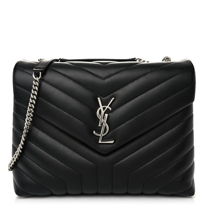 Saint Laurent Calfskin Y Quilted Monogram Medium Loulou Chain Satchel Black 1 of 10