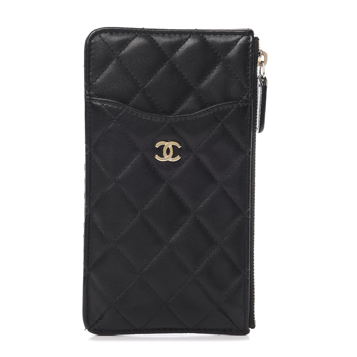 Chanel Lambskin Quilted Classic Flat Wallet Pouch Black 1 of 10