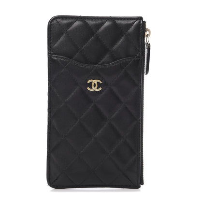 Chanel Lambskin Quilted Classic Flat Wallet Pouch Black 1 of 10