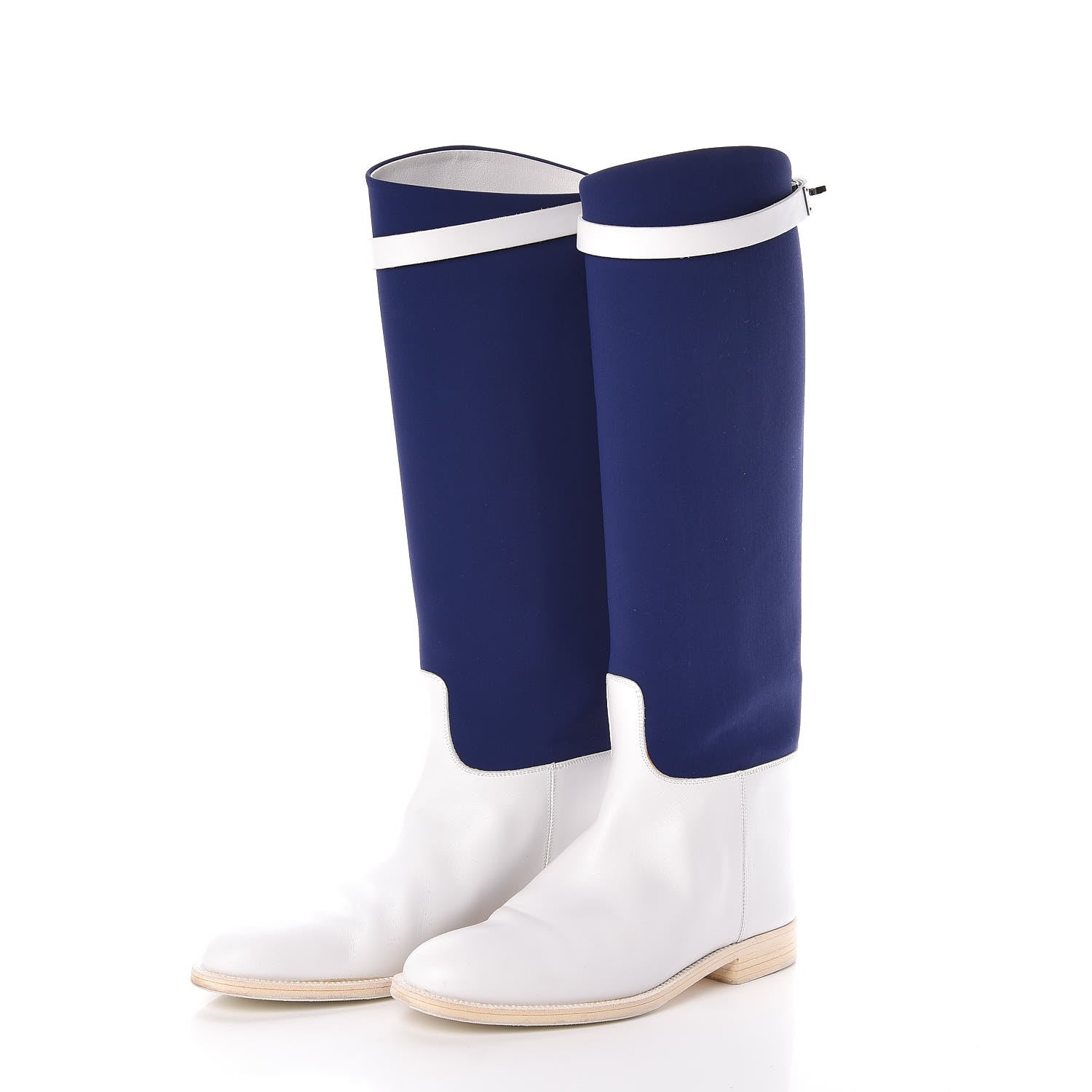 Hermes Toile Calfskin Kelly Jumping Boots 37 3 of 9