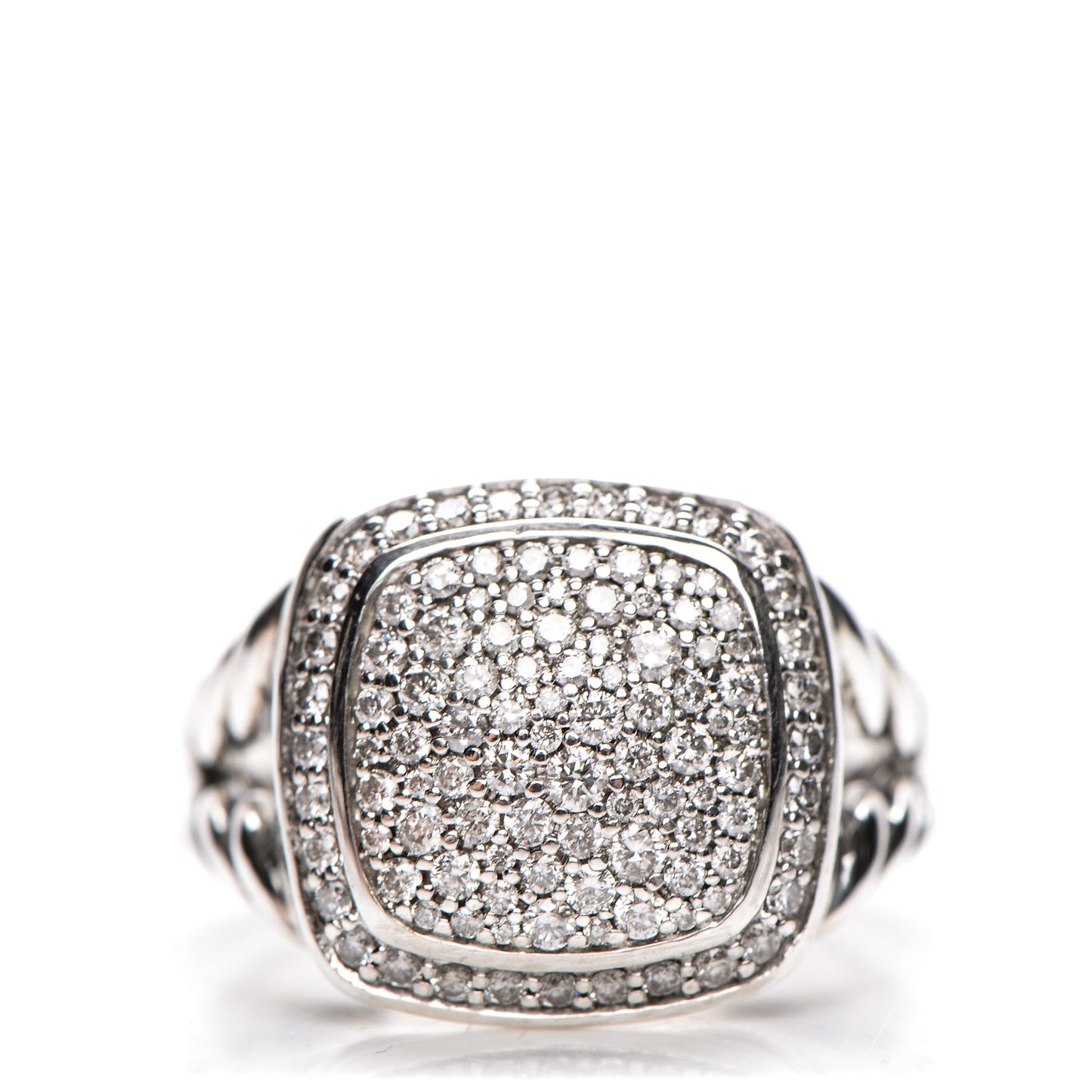 Sterling Silver Diamond 11mm Albion Pave Ring 54 7