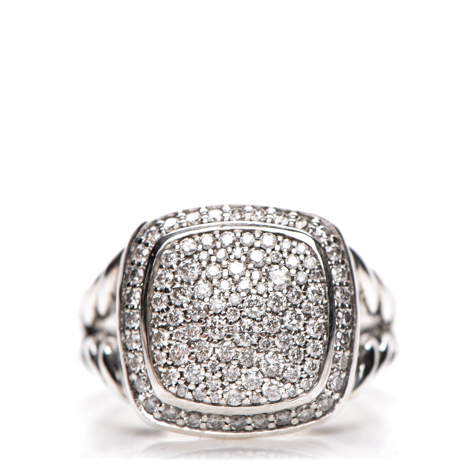 David Yurman Sterling Silver Diamond 11mm Albion Pave Ring 54 7 1 of 5