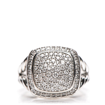 David Yurman Sterling Silver Diamond 11mm Albion Pave Ring 54 7 1 of 5