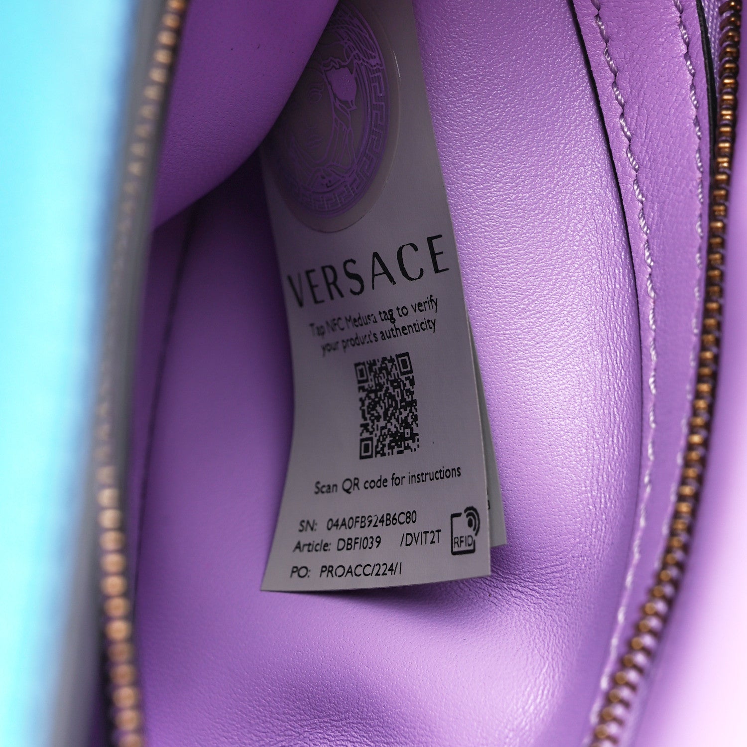 Versace Calfskin Medium La Medusa Top Handle Handbag Blue 7 of 11