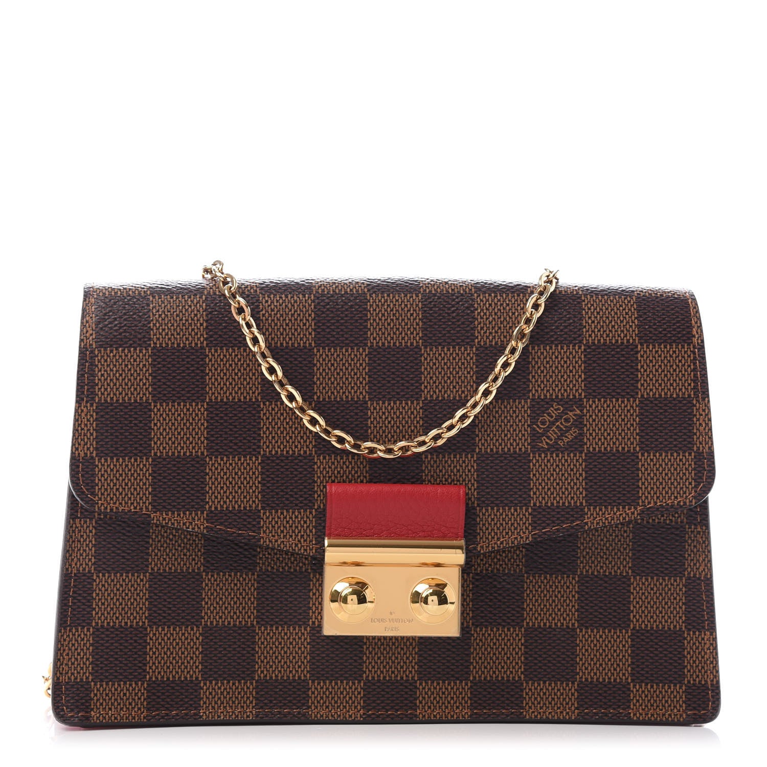 Louis Vuitton Damier Ebene Croisette Chain Wallet Scarlet 1 of 10