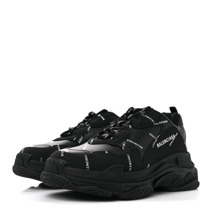 Balenciaga Technical Fabric Allover Logo Mens Triple S Sneakers 44 Black White 3 of 9