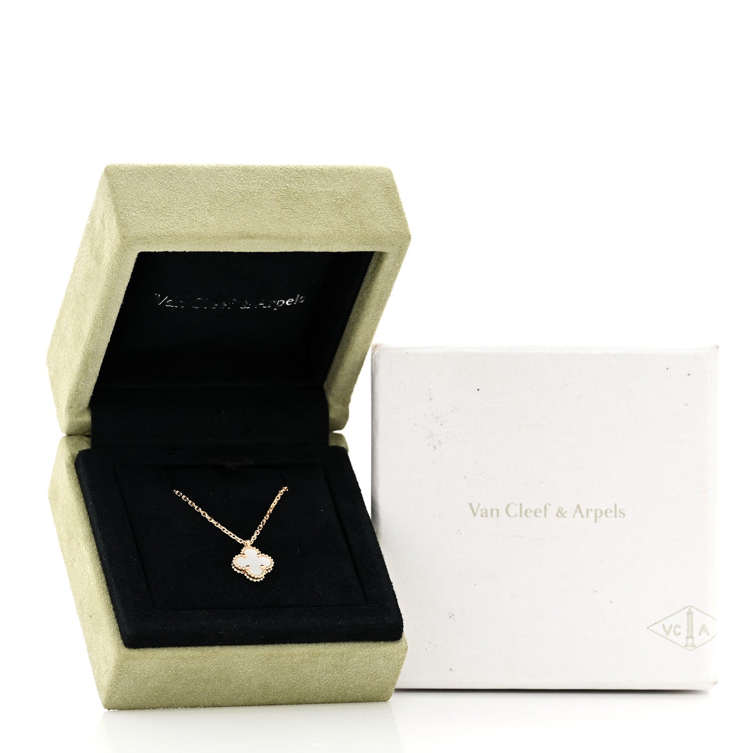 Van Cleef & Arpels 18K Yellow Gold Mother of Pearl Sweet Alhambra Pendant Necklace 6 of 6