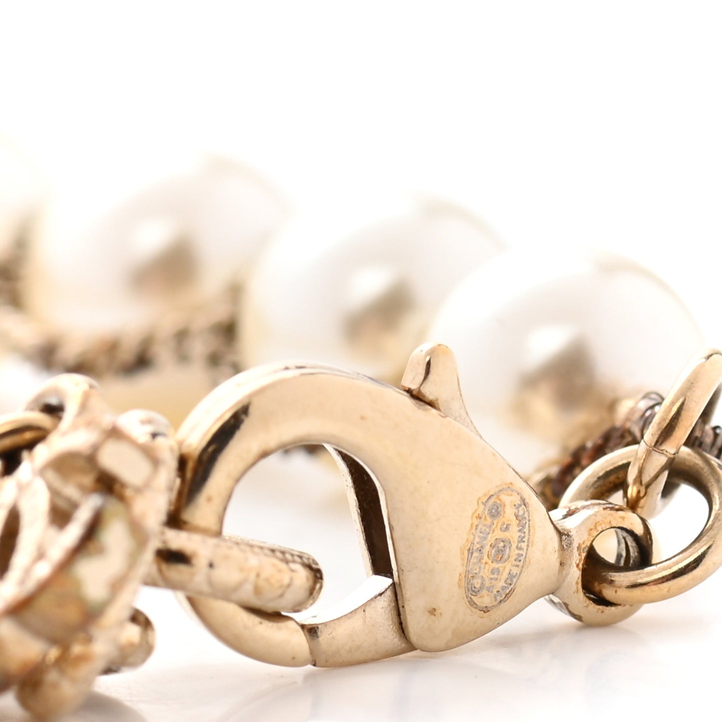 Pearl Crystal CC Bracelet Gold