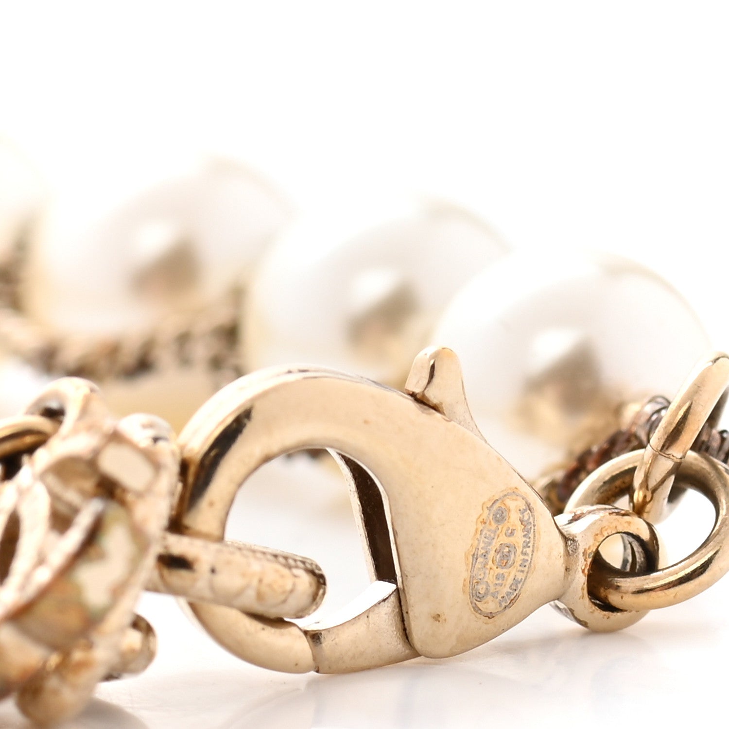 Chanel Pearl Crystal CC Bracelet Gold 4 of 4