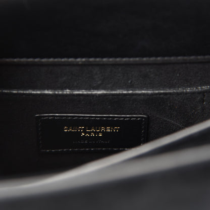 Saint Laurent Suede Leopard Print Mini Classic Monogram Cassandra Top Handle Manto Naturale Black 9 of 11