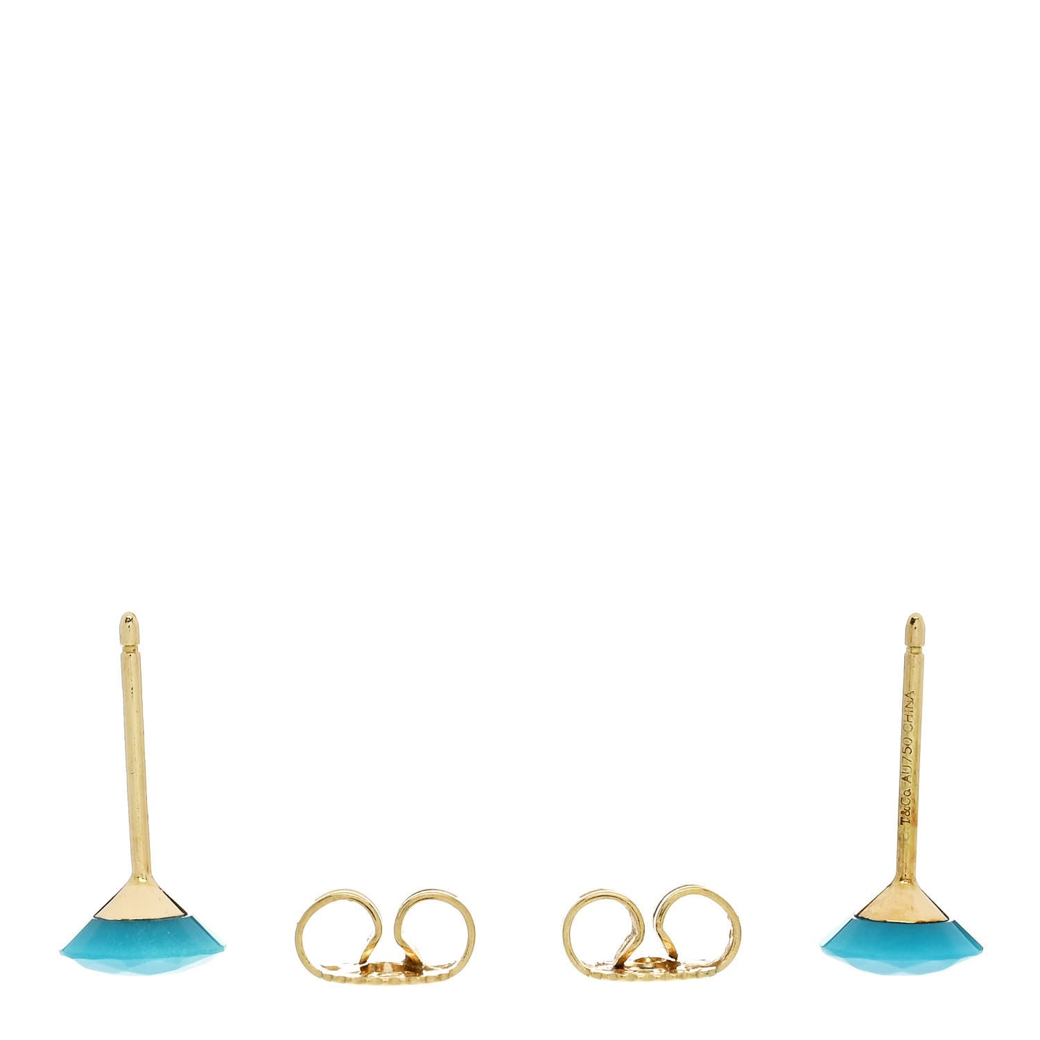 Tiffany 18K Yellow Gold Turquoise Elsa Peretti One Carat Faceted Earrings 3 of 6