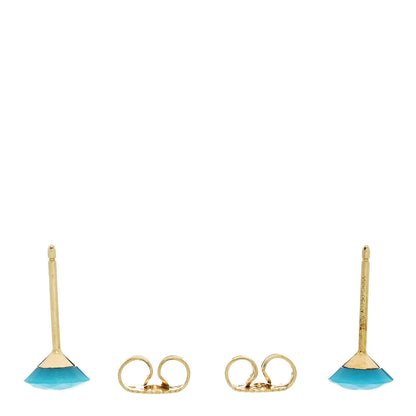 Tiffany 18K Yellow Gold Turquoise Elsa Peretti One Carat Faceted Earrings 3 of 6