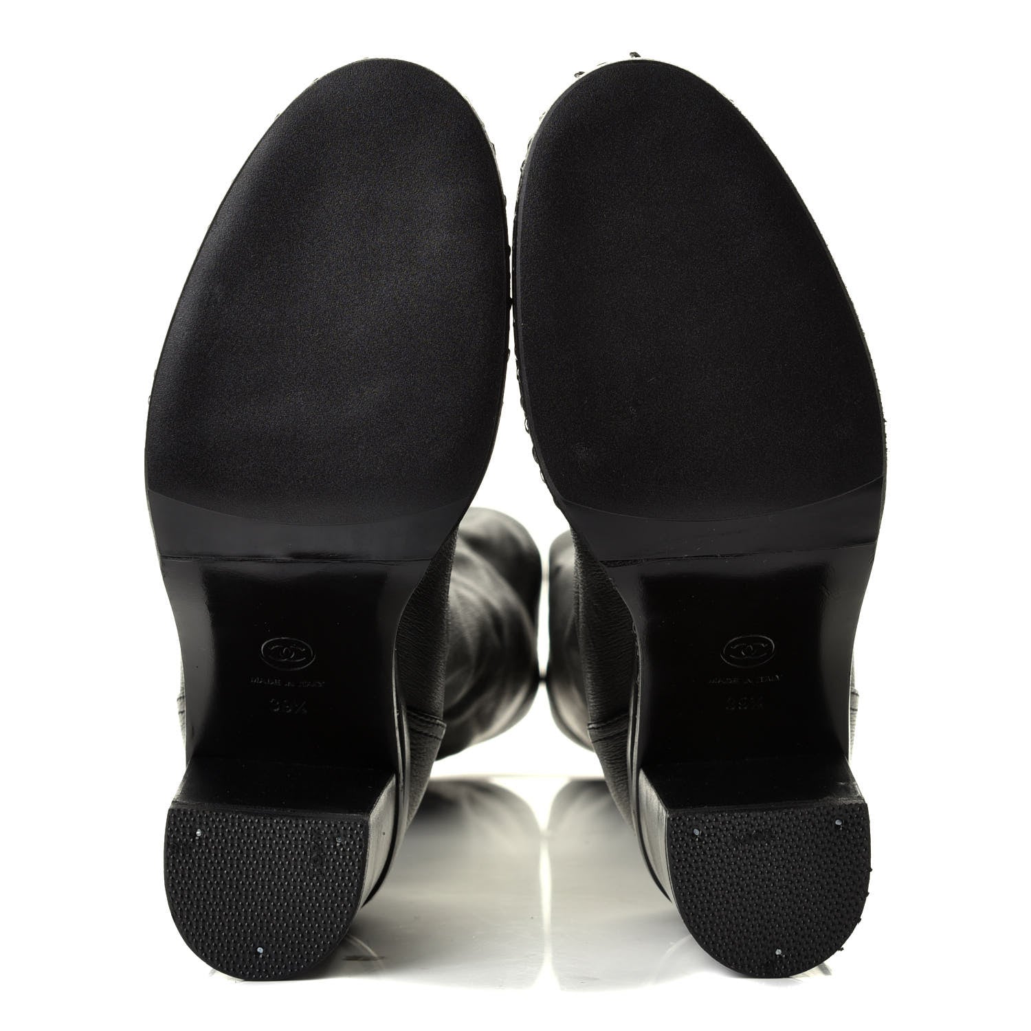 Chanel Fabric Grosgrain CC High Cap Toe Chain Boots 39.5 Black 5 of 7