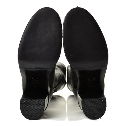 Chanel Fabric Grosgrain CC High Cap Toe Chain Boots 39.5 Black 5 of 7