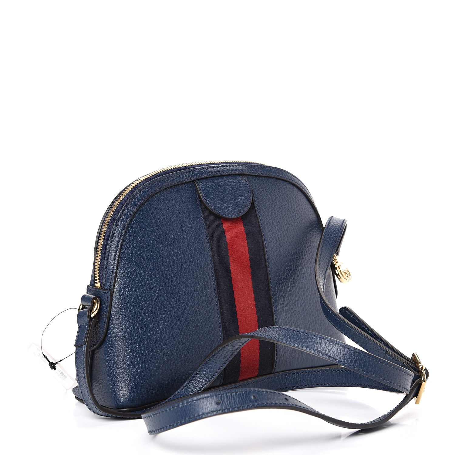 Gucci Textured Dollar Calfskin Web Small Ophidia Dome Shoulder Bag Blue Agata 2 of 10