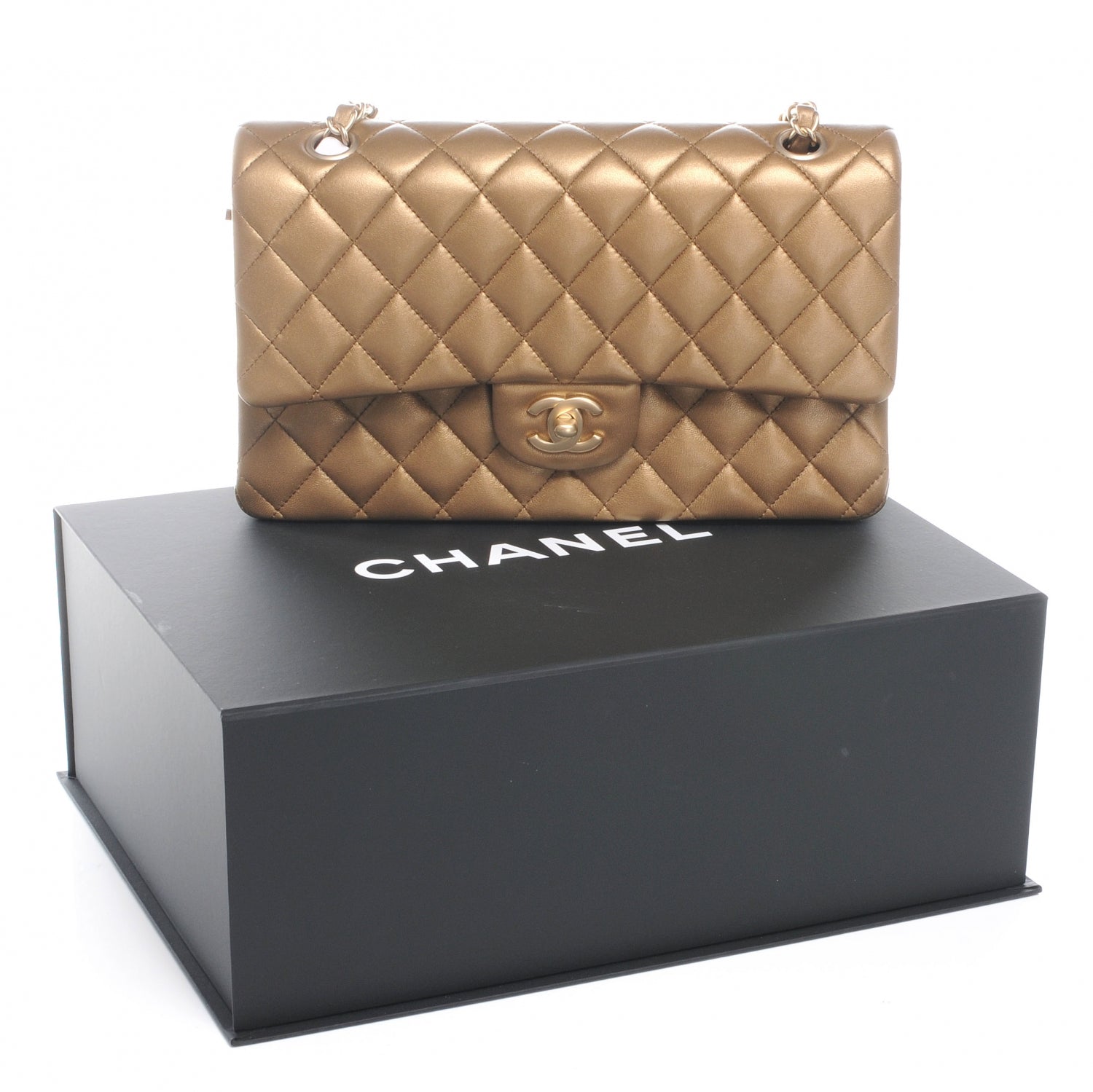 Chanel Lambskin Medium Double Flap Bronze 9 of 9