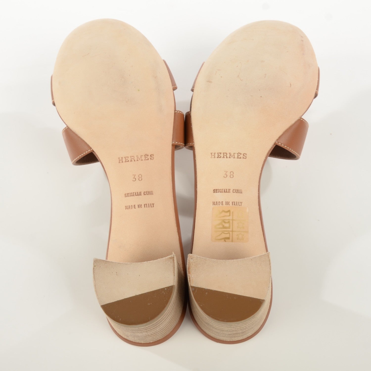 Hermes Calfskin Oasis Sandals 38 Gold 5 of 8
