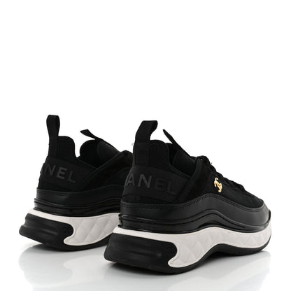 Chanel Velvet Calfskin Mixed Fibers CC Sneakers 37.5 Black 4 of 9