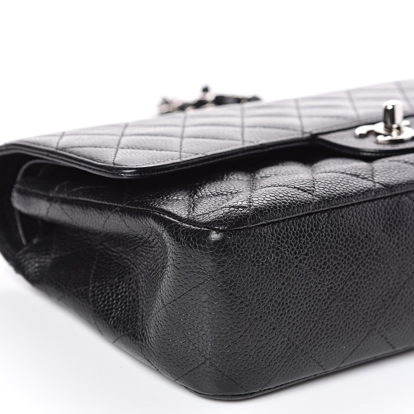 Caviar Quilted Medium Double Flap Black