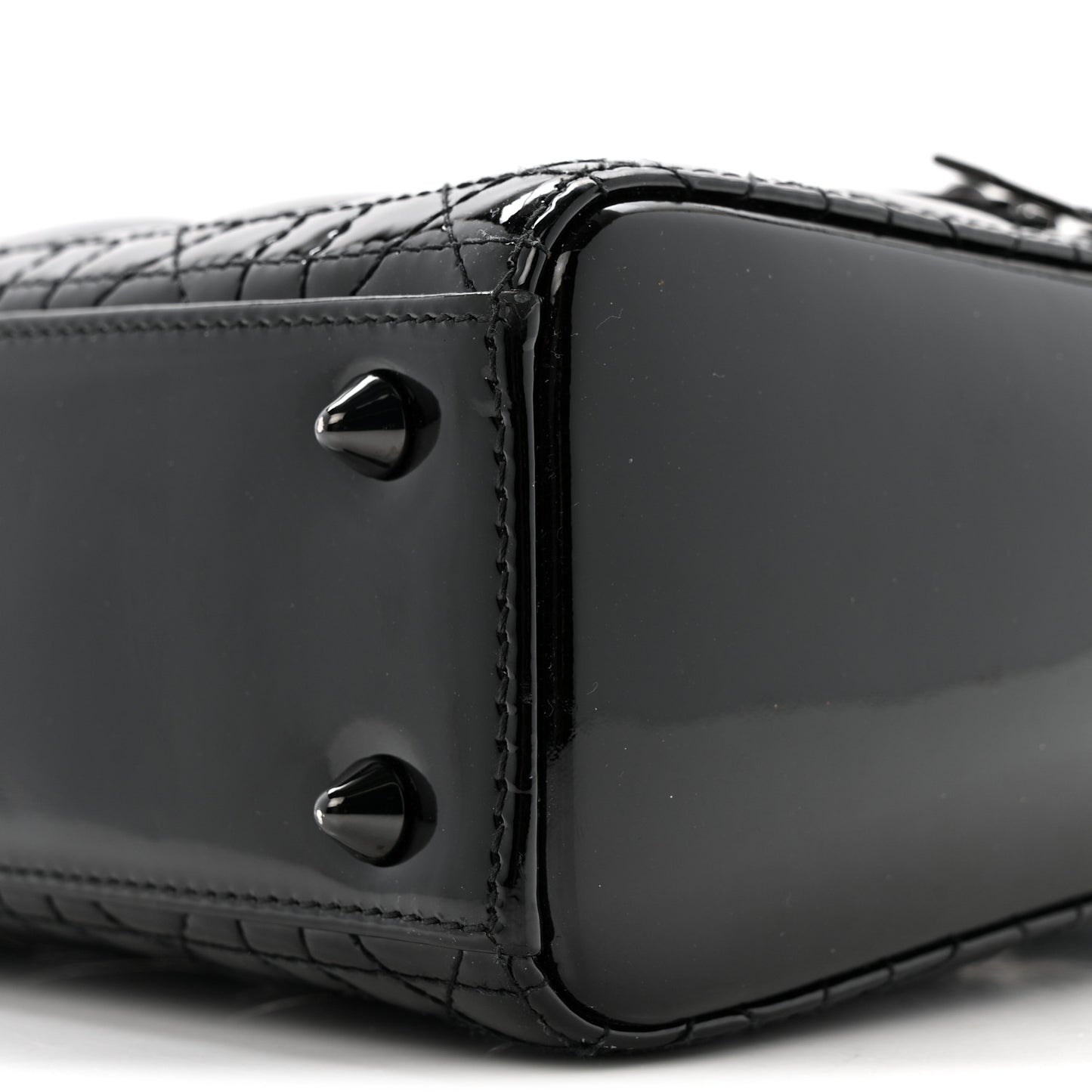 Ultraglossy Patent Cannage Small Lady Dior Black