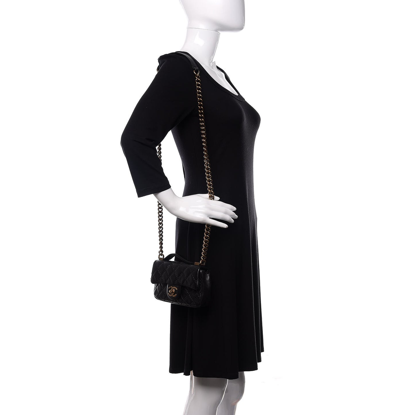 Calfskin Quilted Mini Urban Day Flap Black