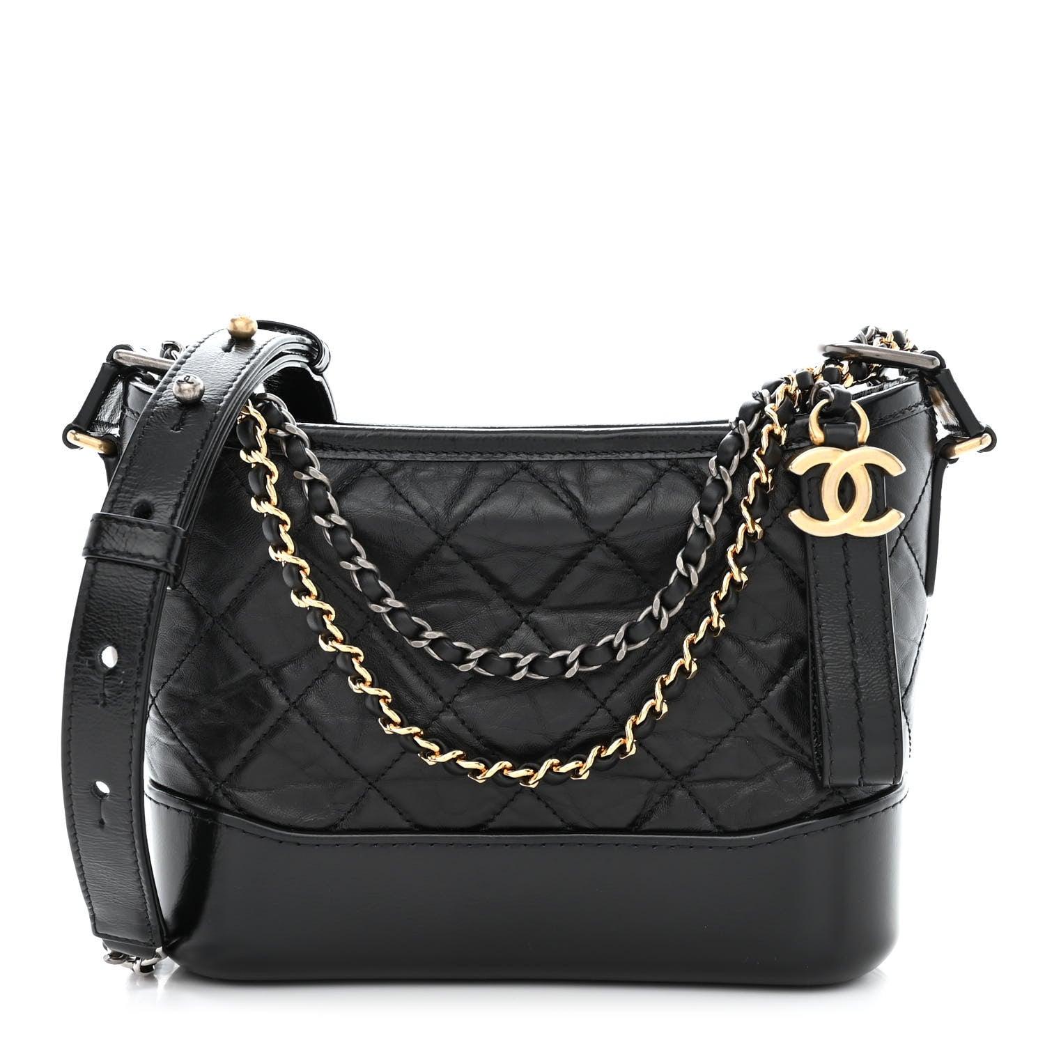 Chanel Aged Calfskin Quilted Small Gabrielle Hobo Black 1 of 10