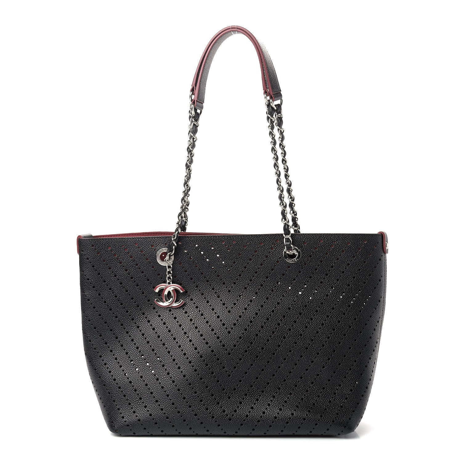Chanel Perforated Grained Calfskin Large Shopping Tote Black 3 of 10