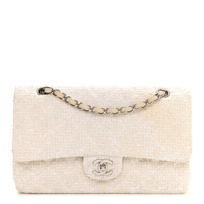 Chanel Tweed Medium Double Flap White 1 of 17