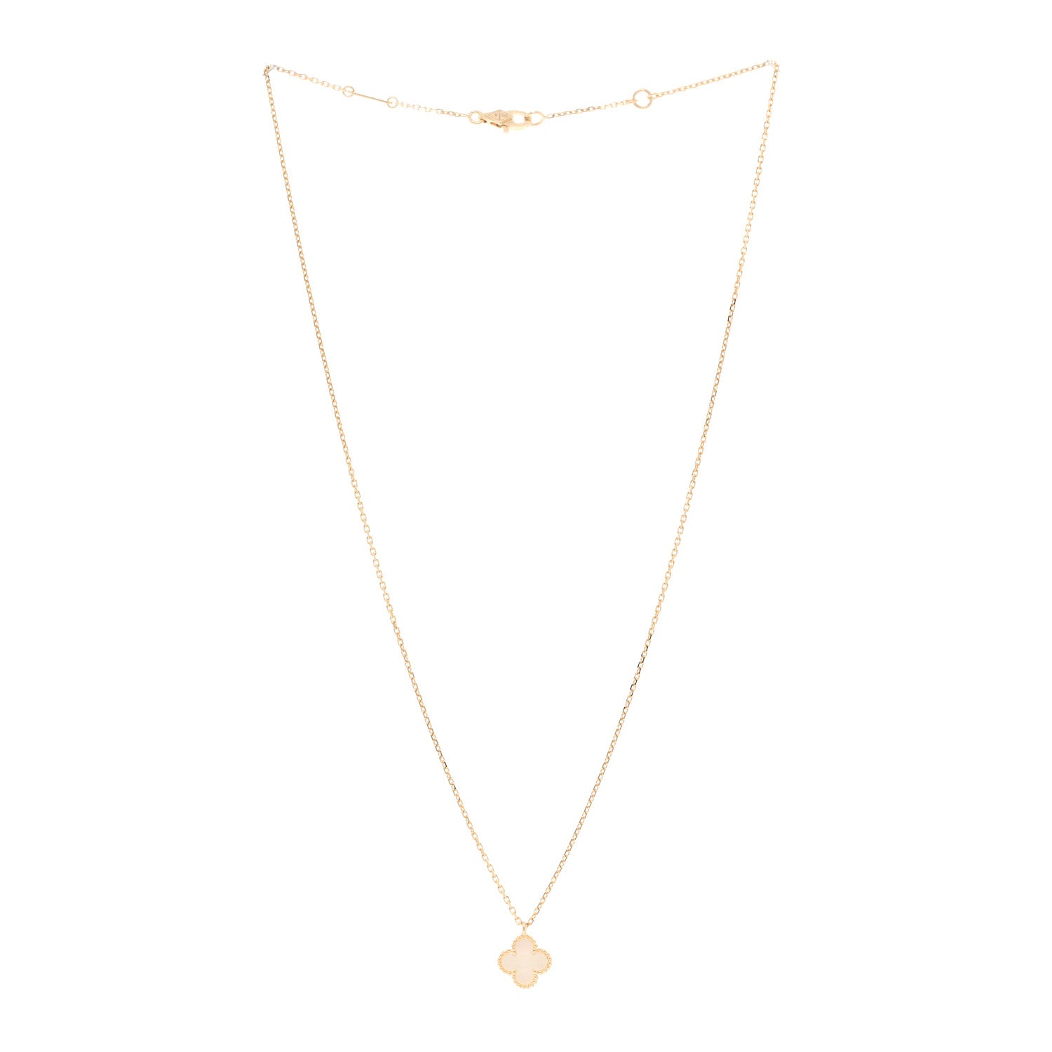 Van Cleef & Arpels 18K Yellow Gold Mother of Pearl Sweet Alhambra Pendant Necklace 3 of 5