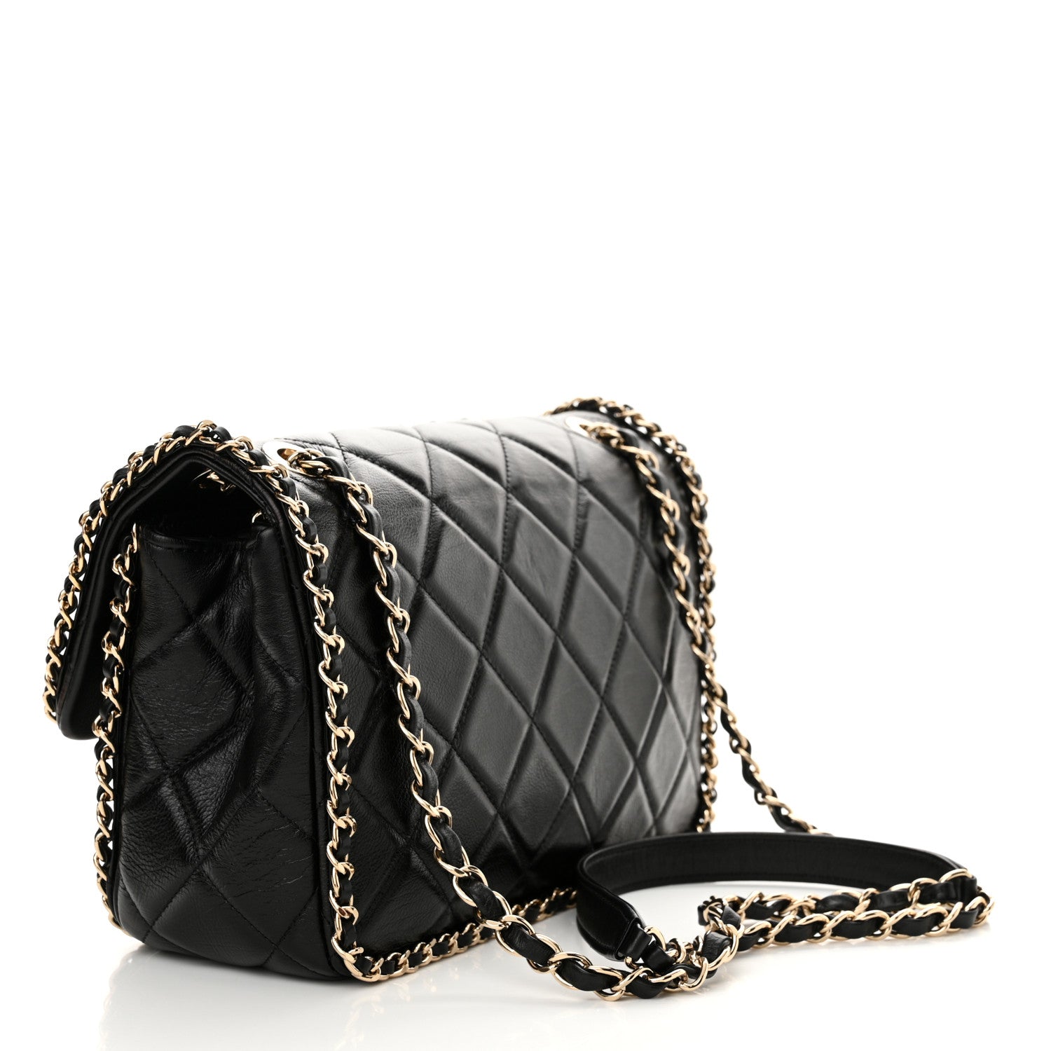Chanel Crumpled Calfskin Medium Chain All Over Flap Black 3 of 11