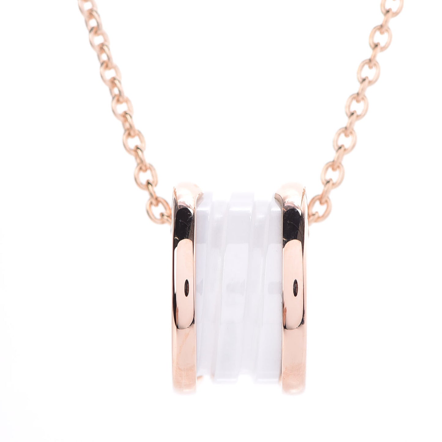 18K Rose Gold White Ceramic B.Zero1 Pendant Necklace