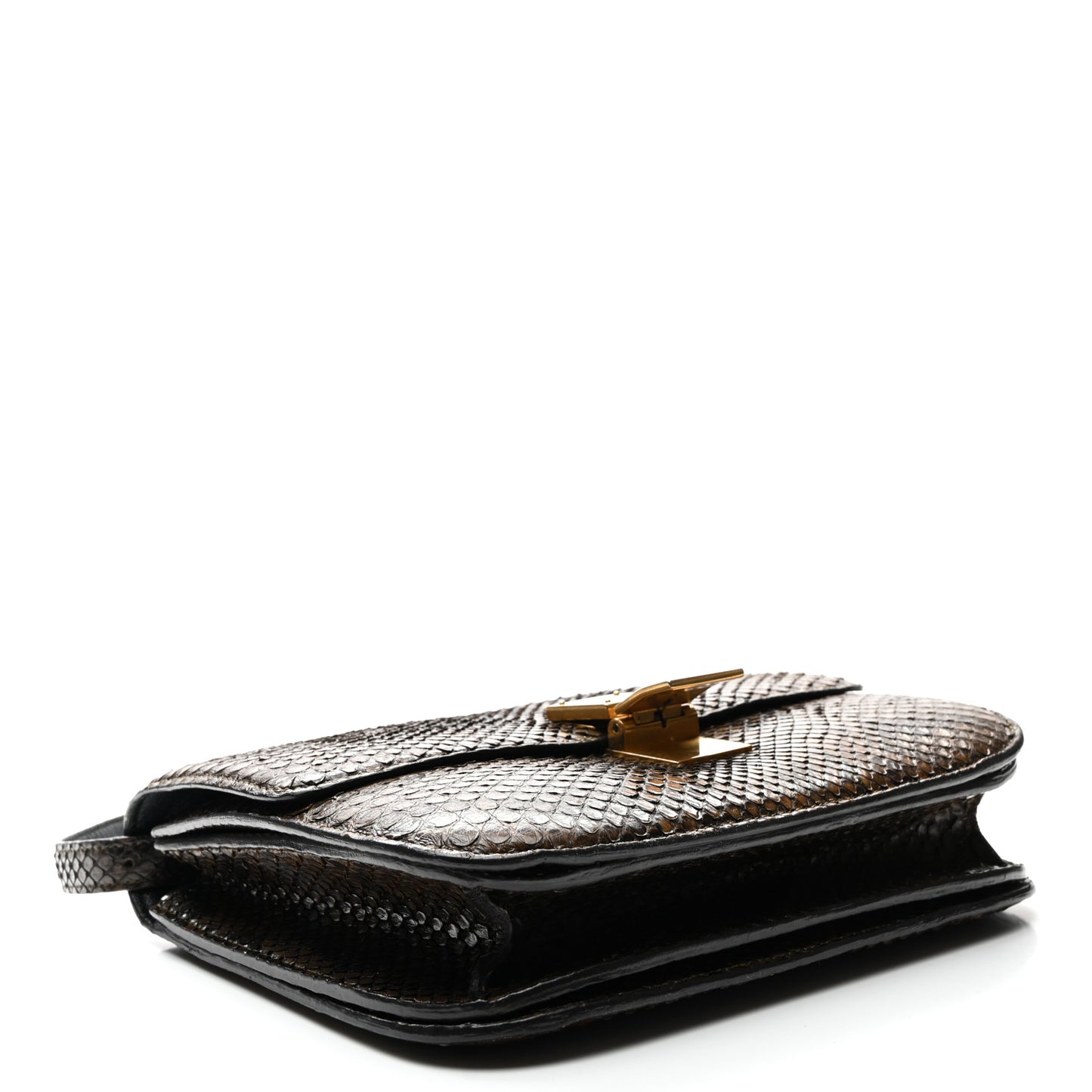 Snakeskin Medium Classic Box Flap Bag Brown