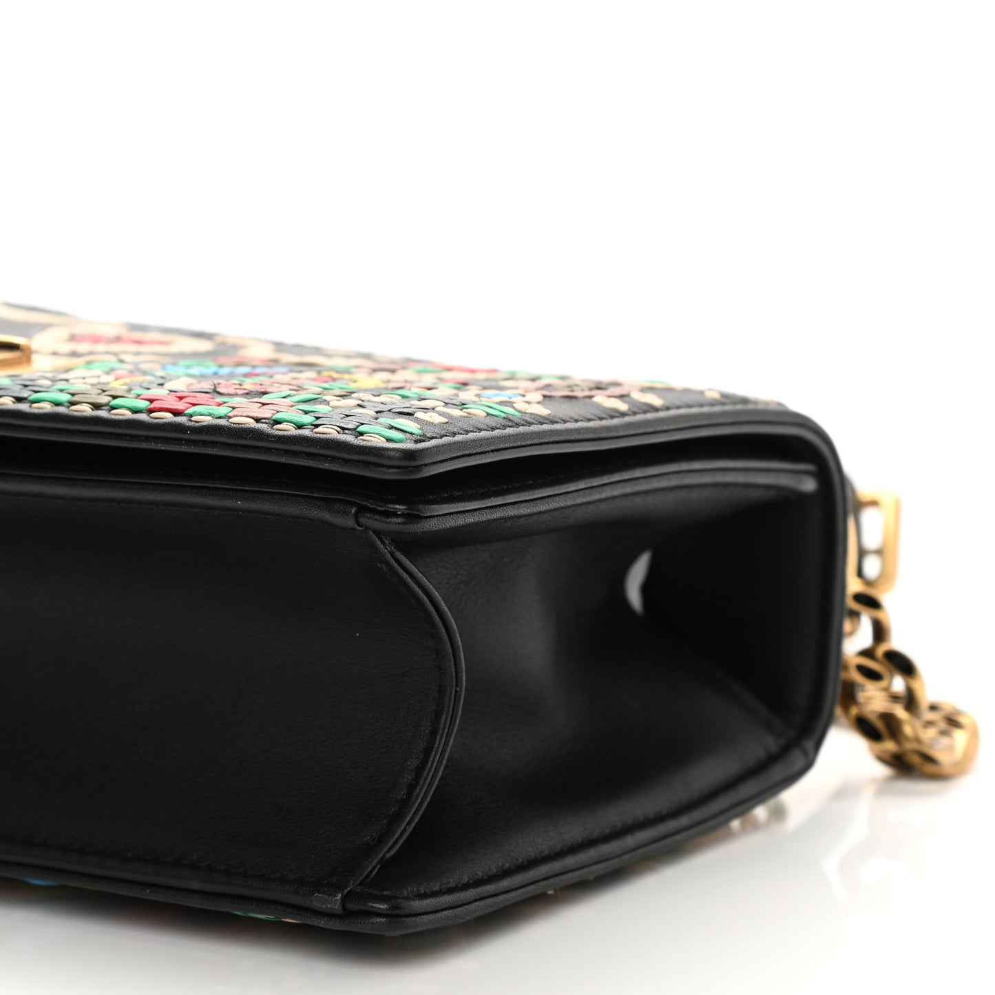 Calfskin Embroidered Diorama Flap Bag Multicolor